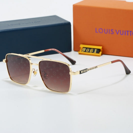 Metal Double Bridge Square Sunglasses 9061