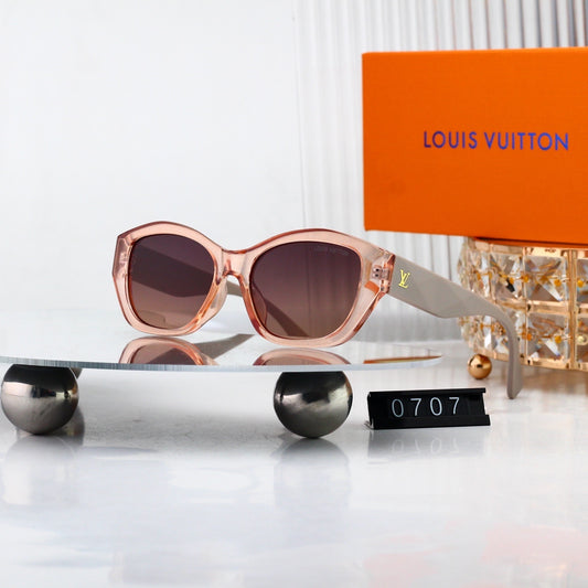 Irregular Square Frame Sunglasses with Side Metal Logo 0707