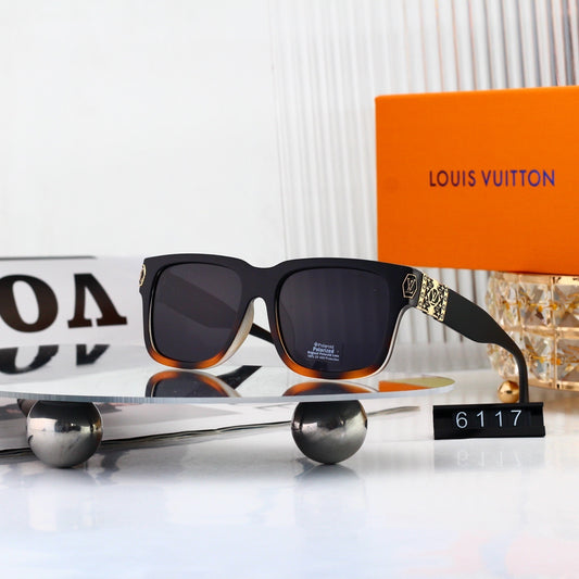 Square Frame Sunglasses with Side Metal Pattern 6117