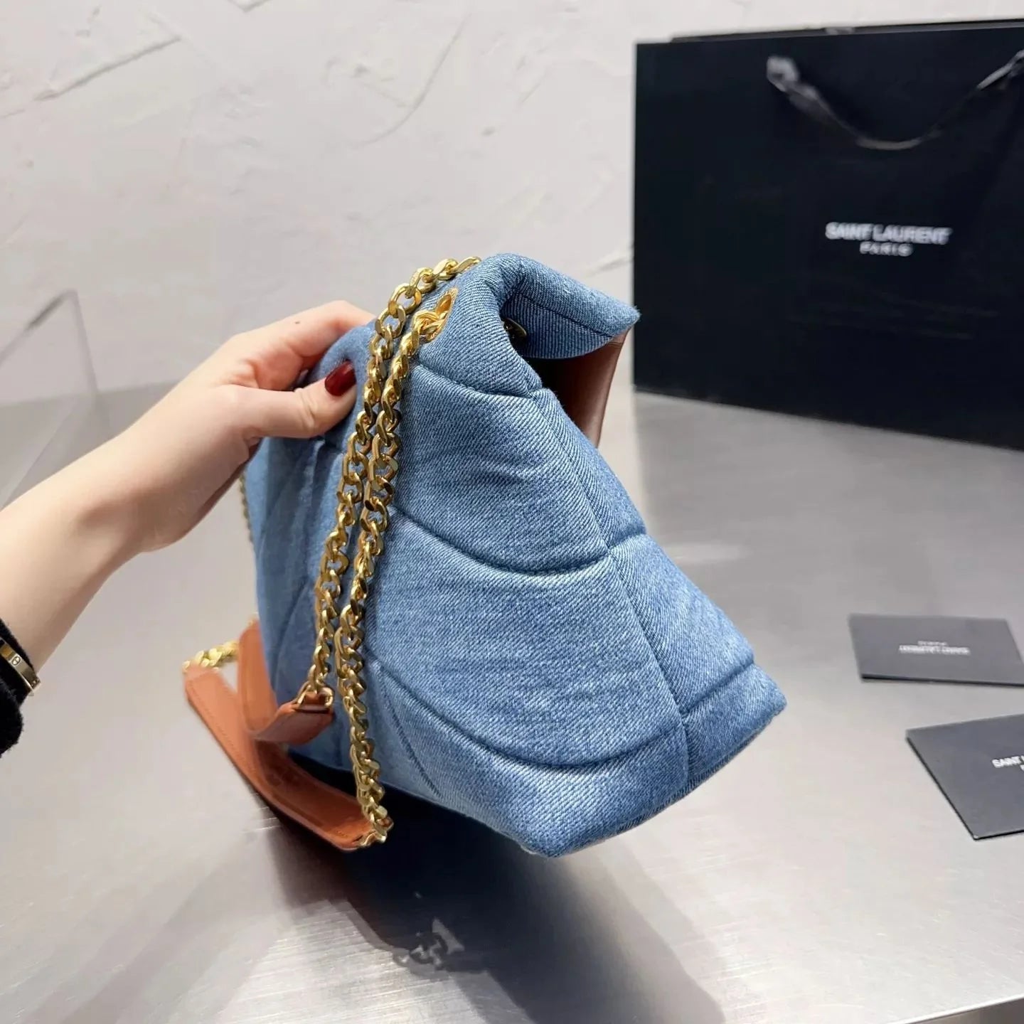 LouLou Puffer Washed Denim Bag