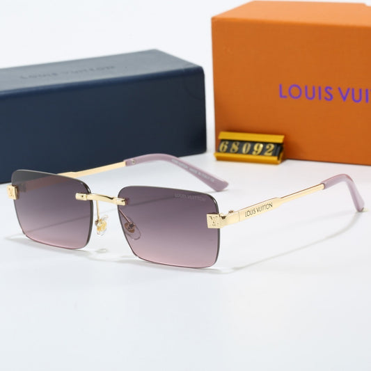 Rimless Square Sunglasses with Side Metal Logo 68092