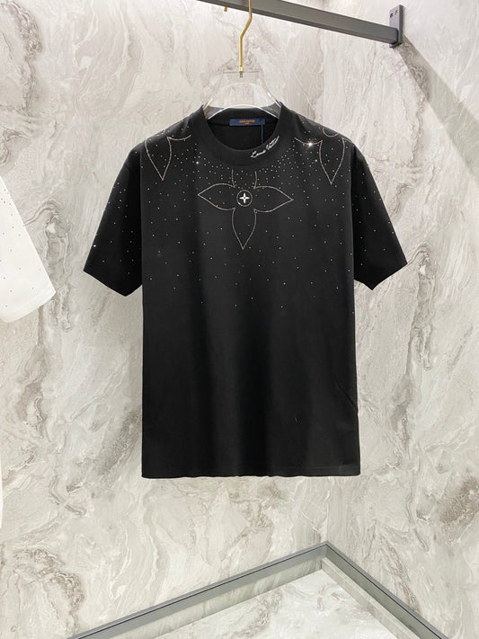 Embroidery band drill personality t-shirt