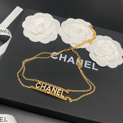 Double Layer Diamond Letter Cookie Necklace