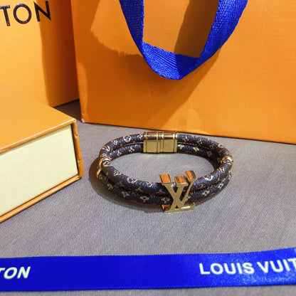 Leather Monogram Double Bracelet