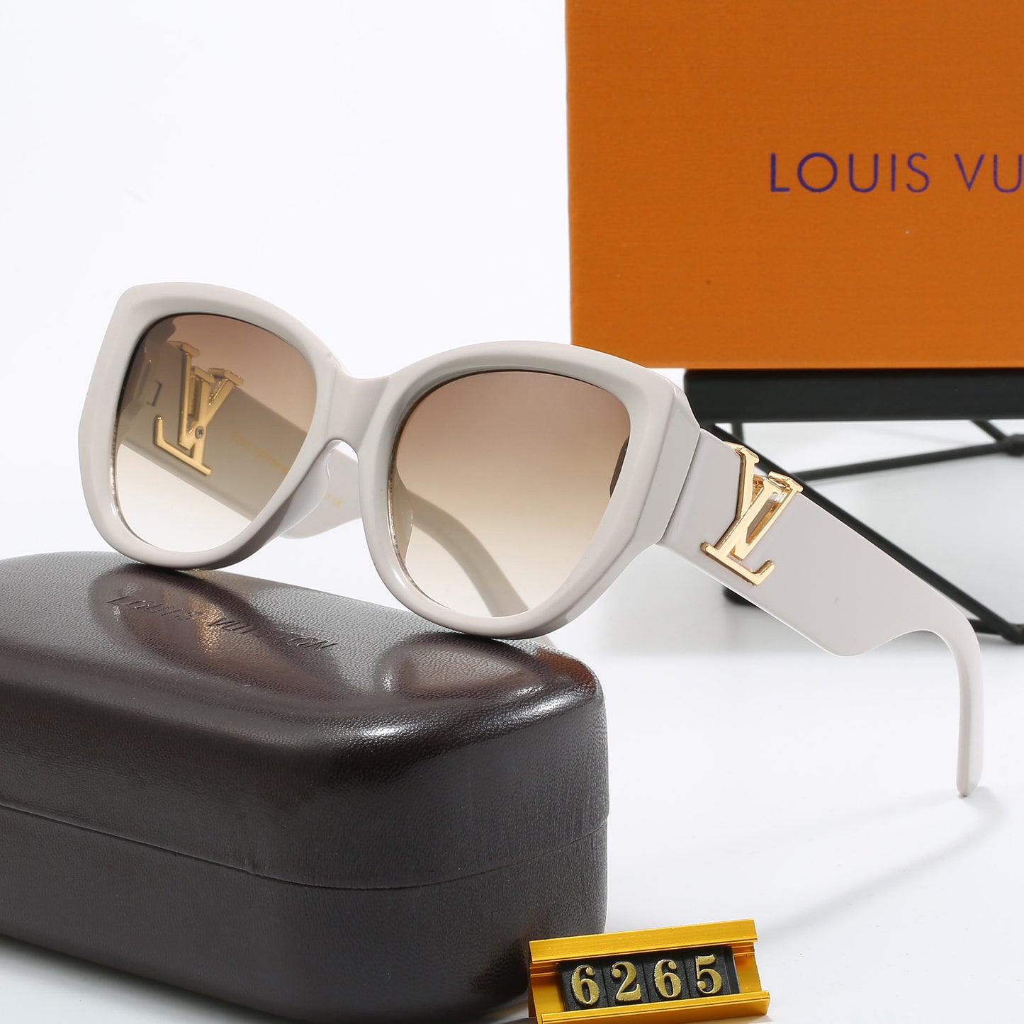 Elegant Butterfly Bold Frame Sunglasses with Letter Detail (Model 6265)