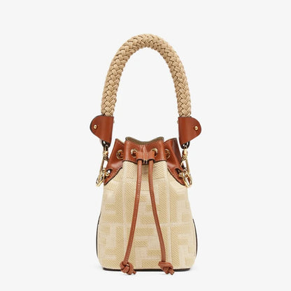 Natural straw mini-bag