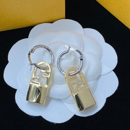 F Letter Lock Earrings
