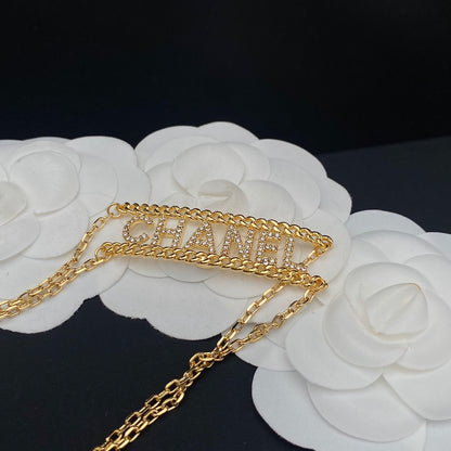 Double Layer Diamond Letter Cookie Necklace