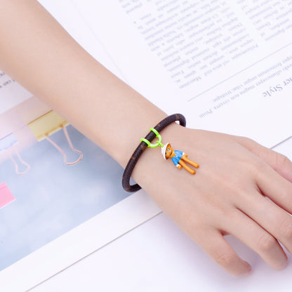 Monogram Puppet Pendant Leather Bracelet