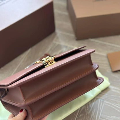 Brown Metal Buckle Tofu Bag