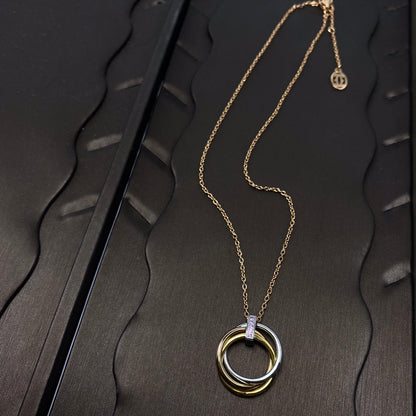 Three-Ring Tricolor Pink Diamond Necklace