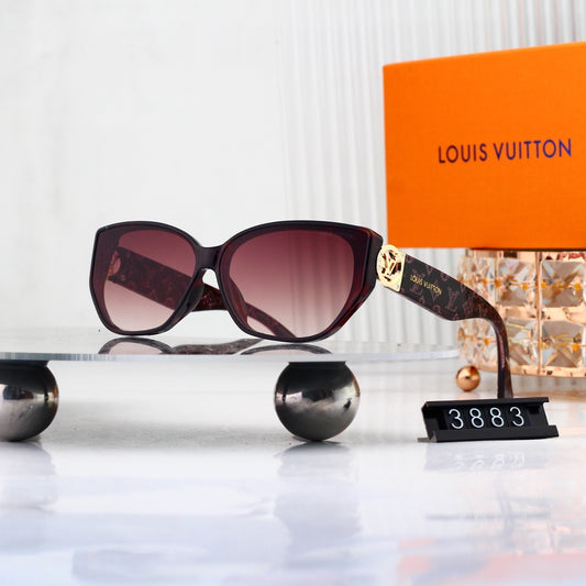 V-Logo Oversized Sunglasses with Monogram Temples (Model 3883)