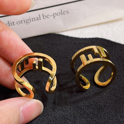 Double F Letter Ring