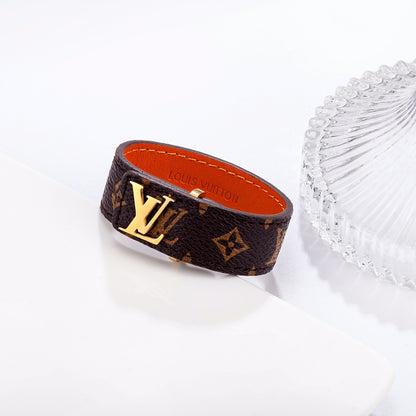 Monogram Belt Buckle Logo Leather Bracelet