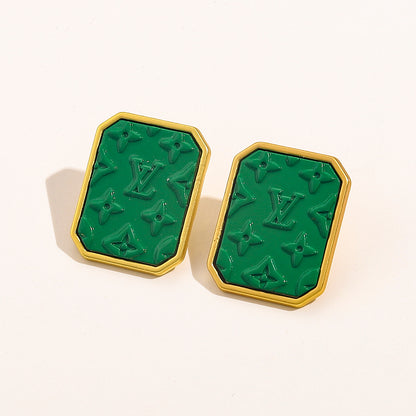 6-color Monogram Embossed Earrings
