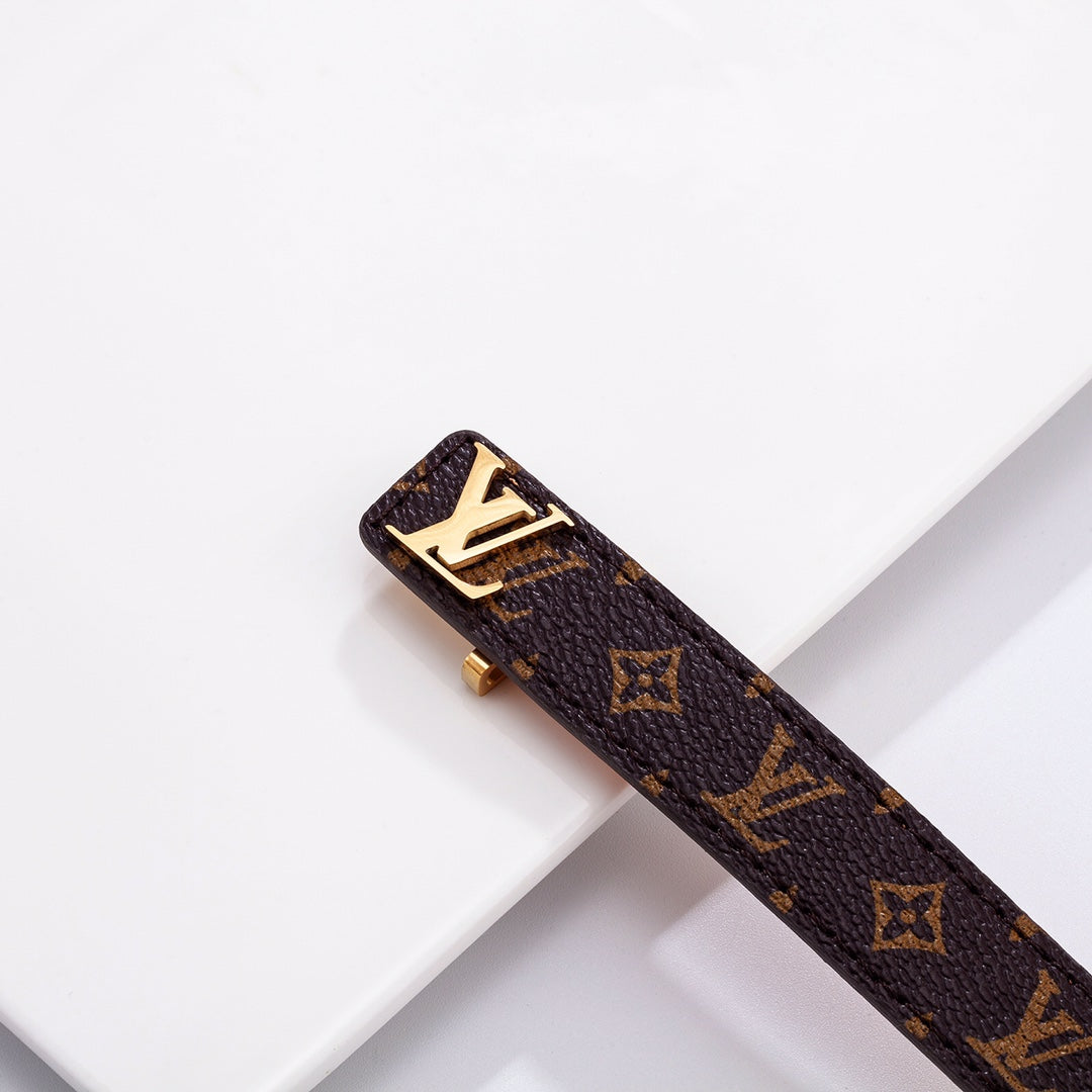 Monogram Belt Buckle Logo Leather Bracelet