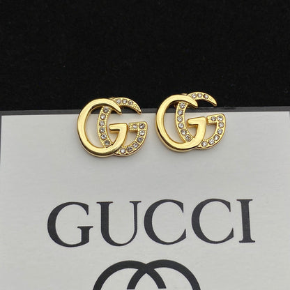 Vintage Double G Diamond Stud Earrings