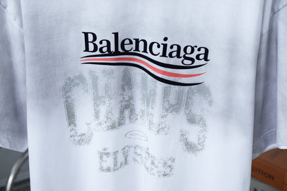 Washed fabric gradient printed t-shirt